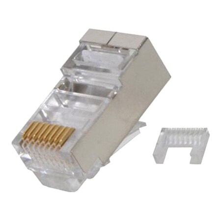 Quest Technology International Modular Plugs, 100 Pack - Cat6, Rj45 Shielded (8P8C) W/ Load Bar, Round, Solid/Stranded, 50U Gold NMP-8825